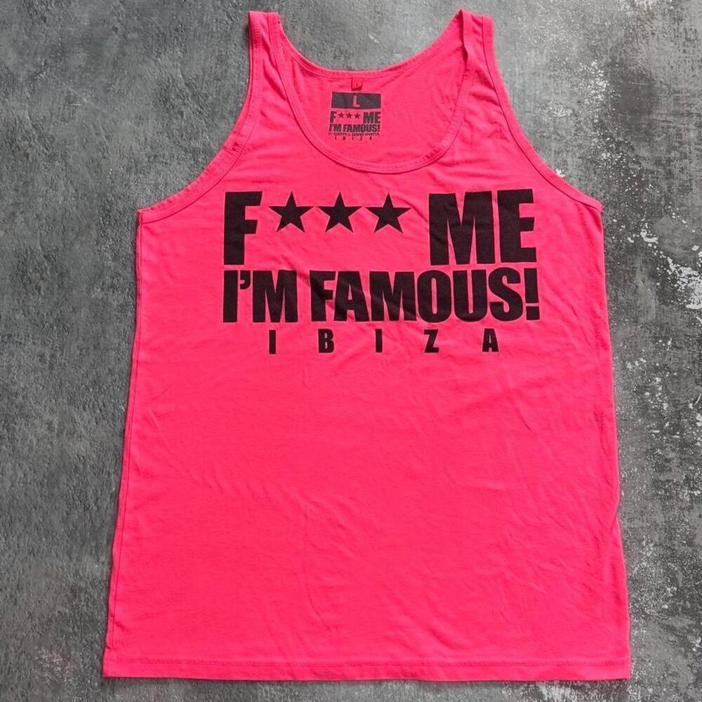 Pink F uck Me Im Famous Ibiza Tank Top! Scene EDM Jersey Shore Mall core